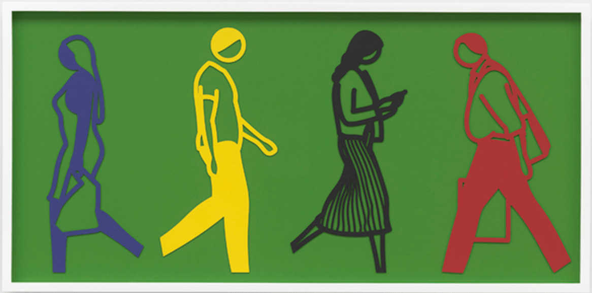 Julian Opie - Street 3, 2020, Laser - cut museum board relief , presented in a sprayed white frame specified by the artist