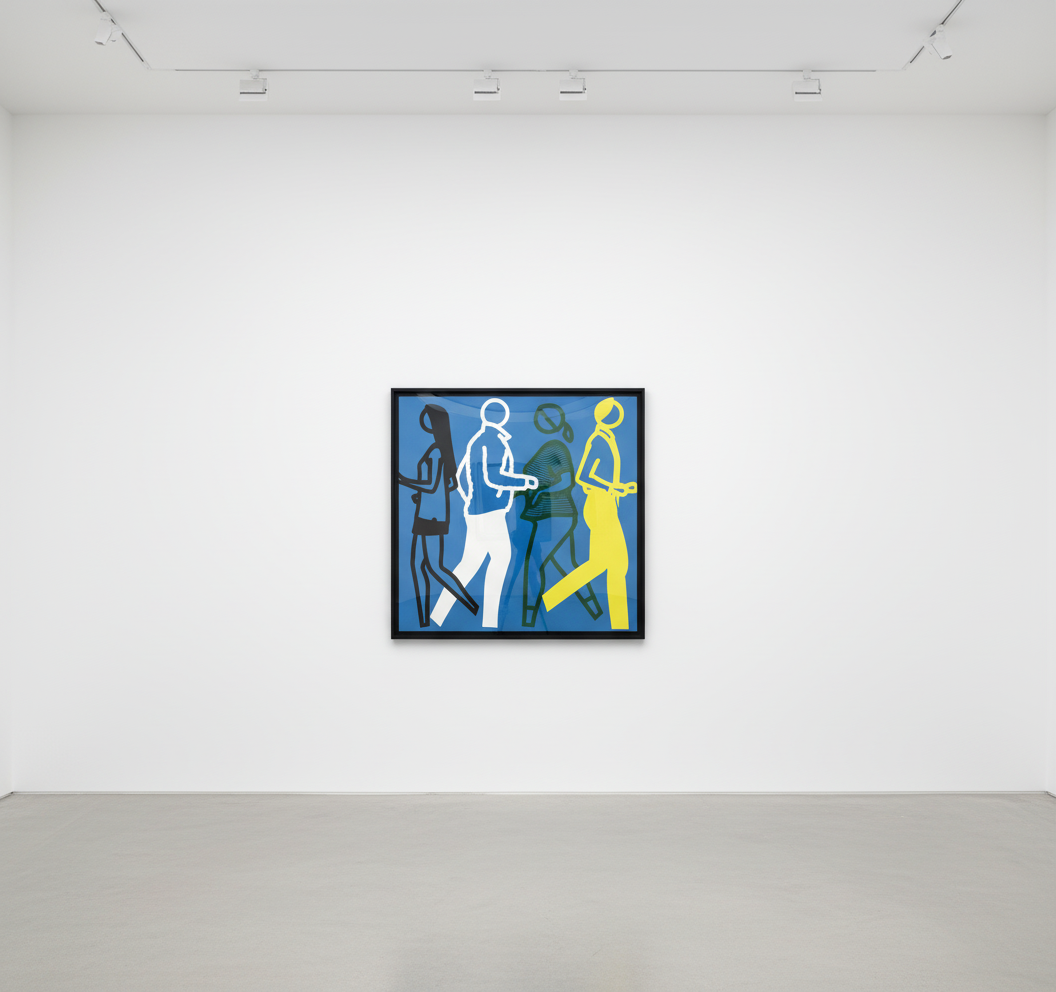 Julian Opie - Teresa John Amy Tim, 2019, Printed nylon in aluminium LED-lit lightbox