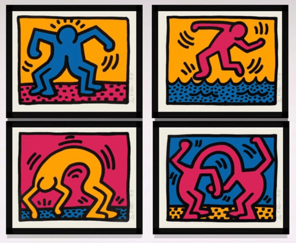 Keith Haring - Pop Shop II (Littmann PP. 96-97), 1988, The complete set of four silkscreens