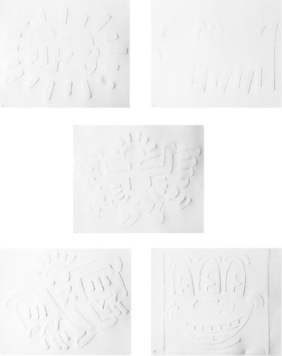 Keith Haring - White Icons (Littmann PP. 172-173), 1990, The complete set of five embossings