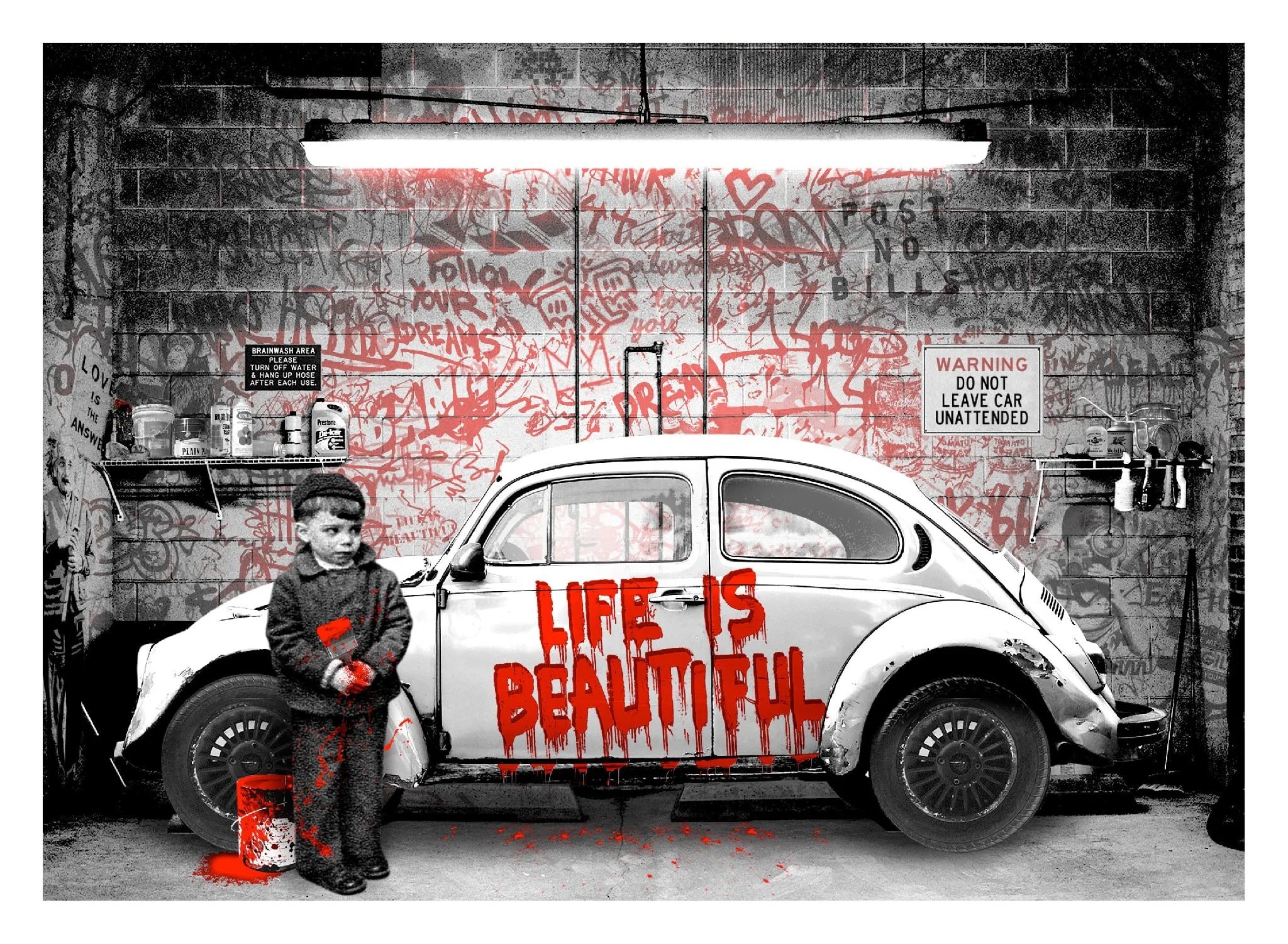 Mr. Brainwash - New Paint Job (Red), 2020, Silkscreen on paper