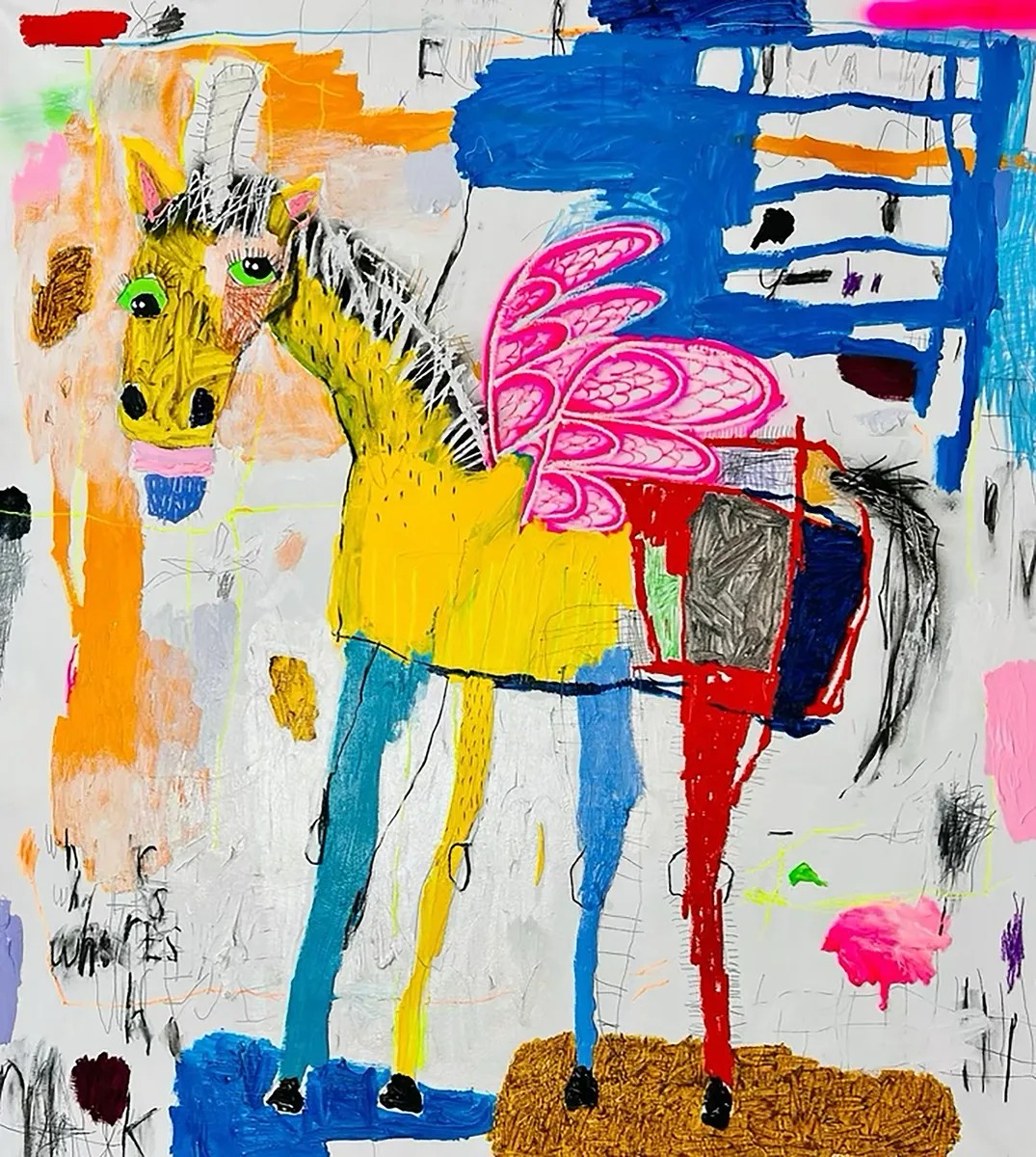 Nathan Paddison - You Nick Corn, 2022, Oil stick, matte vinyl acrylic spray paint, charcoal, and pencil on canvas