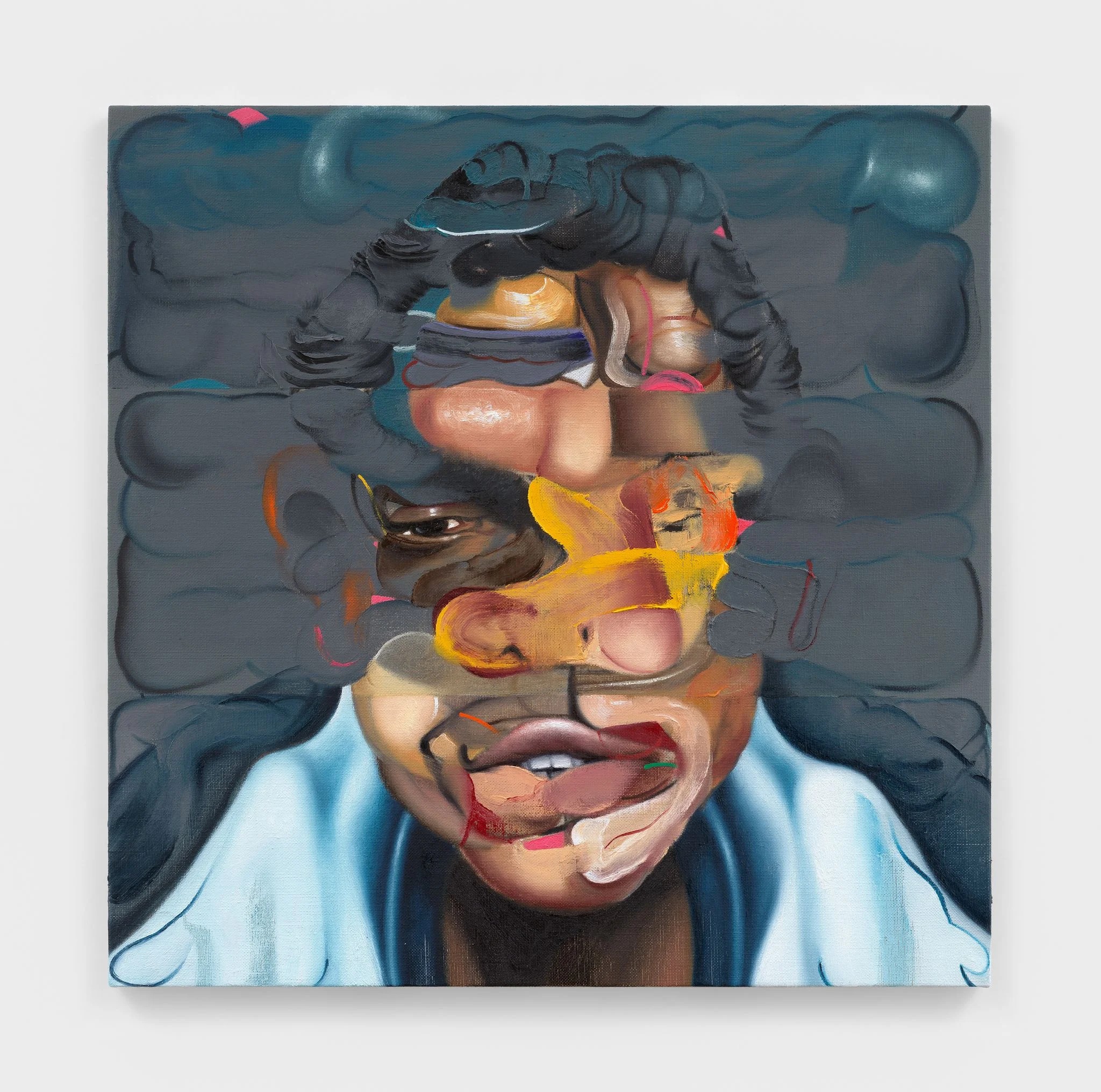 Nathaniel Mary Quinn - Paint-Drawing Study for The Weasel, 2026, Oil paint on linen canvas stretched over wood panel