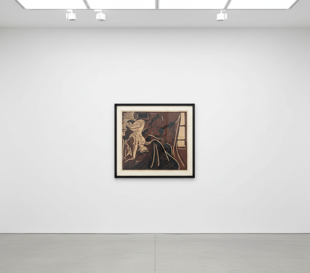 Pablo Picasso - Deux Femmes Prés de la Fenêtre, 1959, Linocut in color 
Signed in Pencil