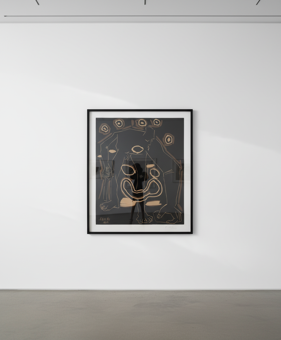 Pablo Picasso - Homme au batôn / Le Vieux bouffon, 1963, Color linocut on Arches paper
Signed in crayon lower right