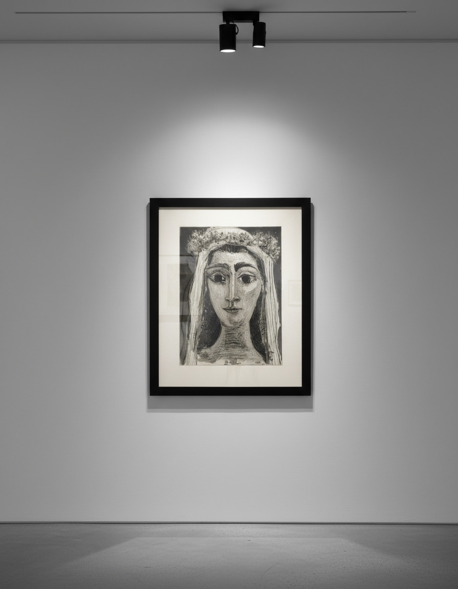 Pablo Picasso - Jacqueline en mariée, de face, 1961, Aquatint with drypoint and engraving
Printed by Jacques Frélaut at At...