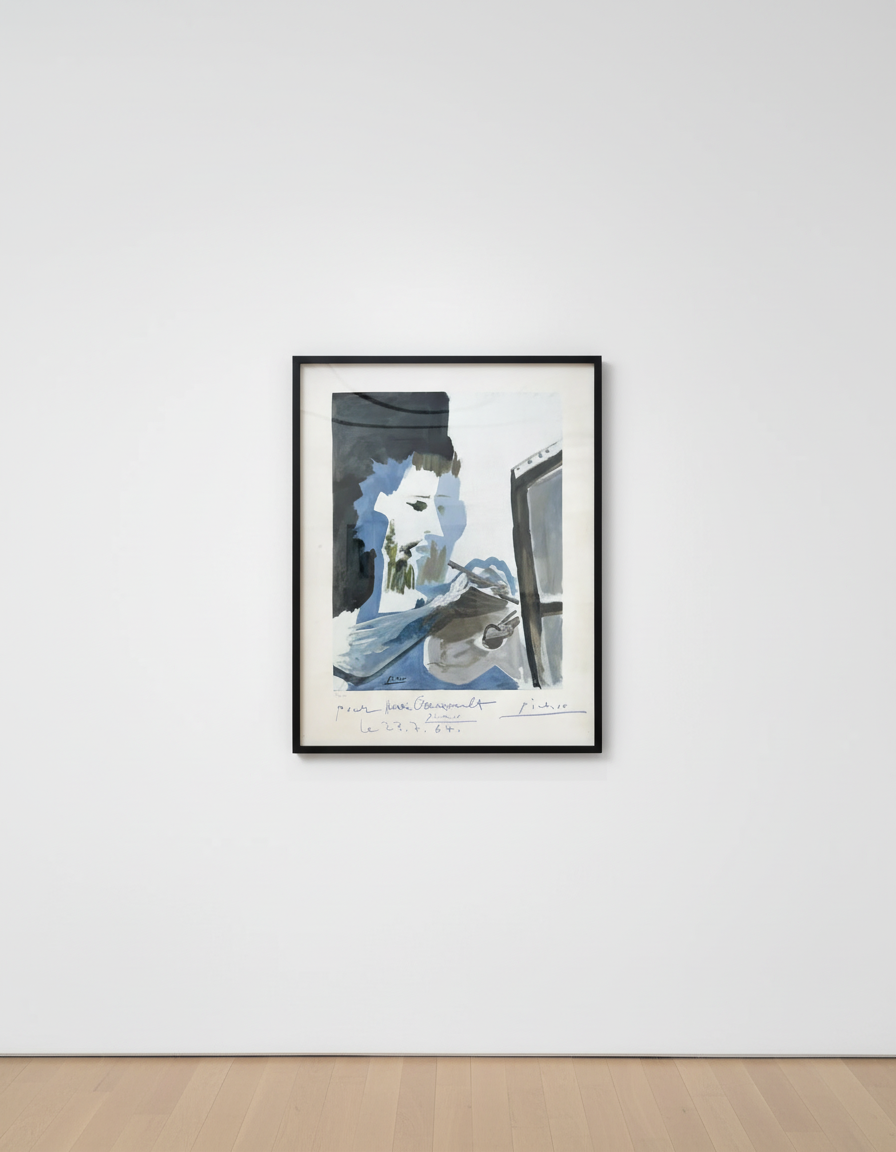 Pablo Picasso - Le Peintre, 1963, Collotype with pochoir in colors, on Arches- cadastre paper(with Watermark)
Hand signed ...