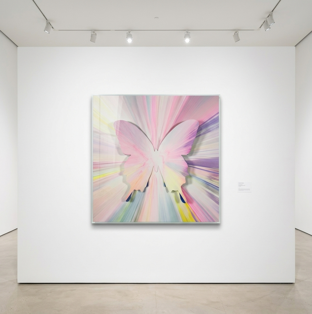 Punkmetender - 692, 2024, Acrylic on Stretched Canvas, Aluminum Butterfly, Diamond Dust