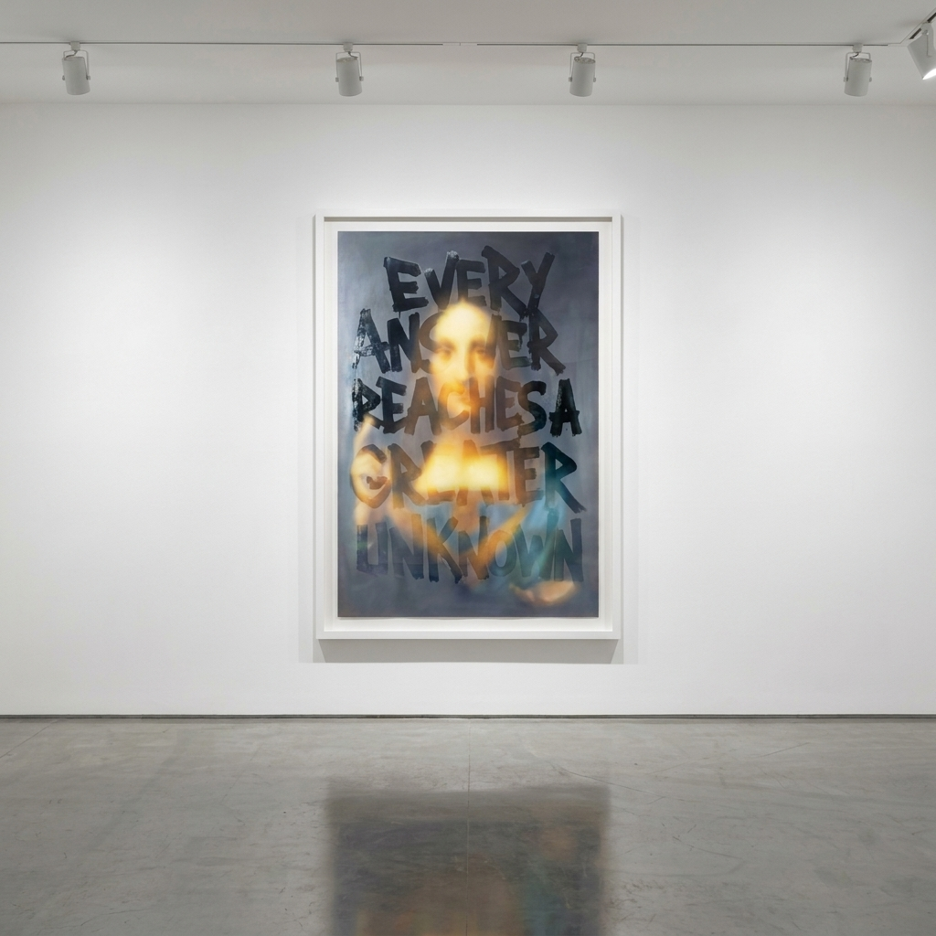 Punkmetender - The Distance of Divinity (Salvator Mundi) , 2026, Archival pigment print on canvas, individually hand-embel...