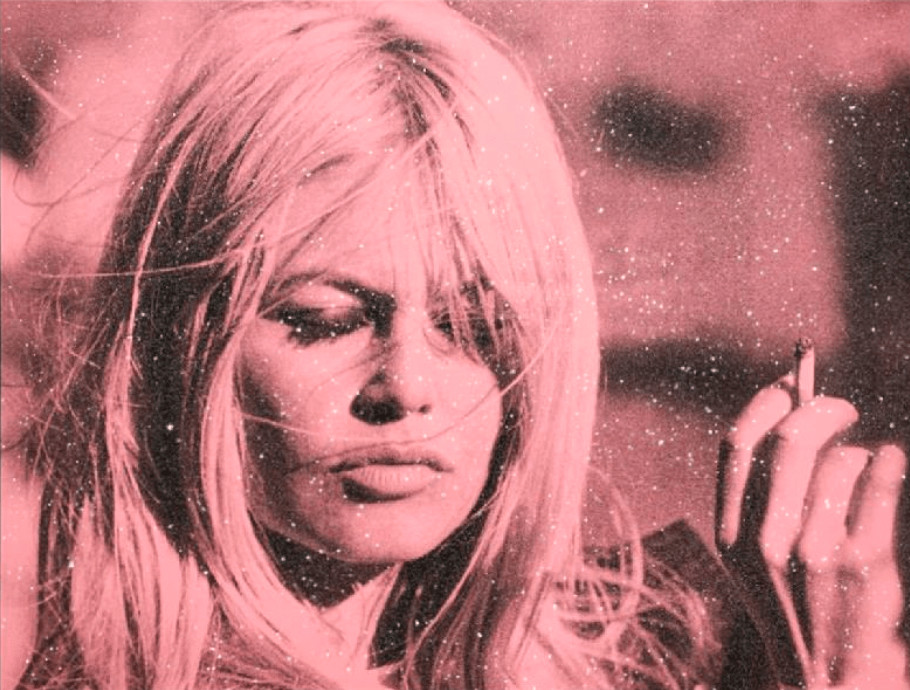 Russell Young - Bardot Thunder in Misty Rose, 2023, Acrylic paint and enamel screen print with diamond dust on linen