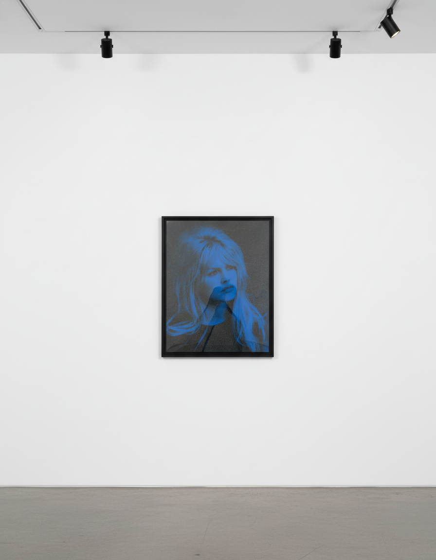 Russell Young - Brigitte Bardot Fury Blue, 2017, Acrylic paint and enamel silkscreen on linen with diamond dust in Fury Blue