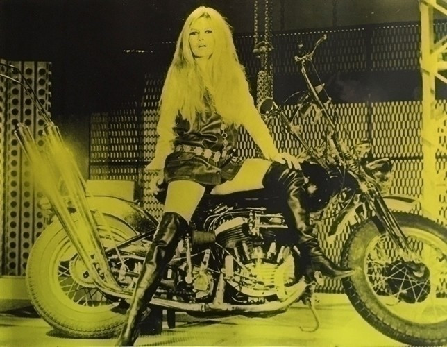 Russell Young - Brigitte Bardot on Bike, 2007, Screen print on canvas