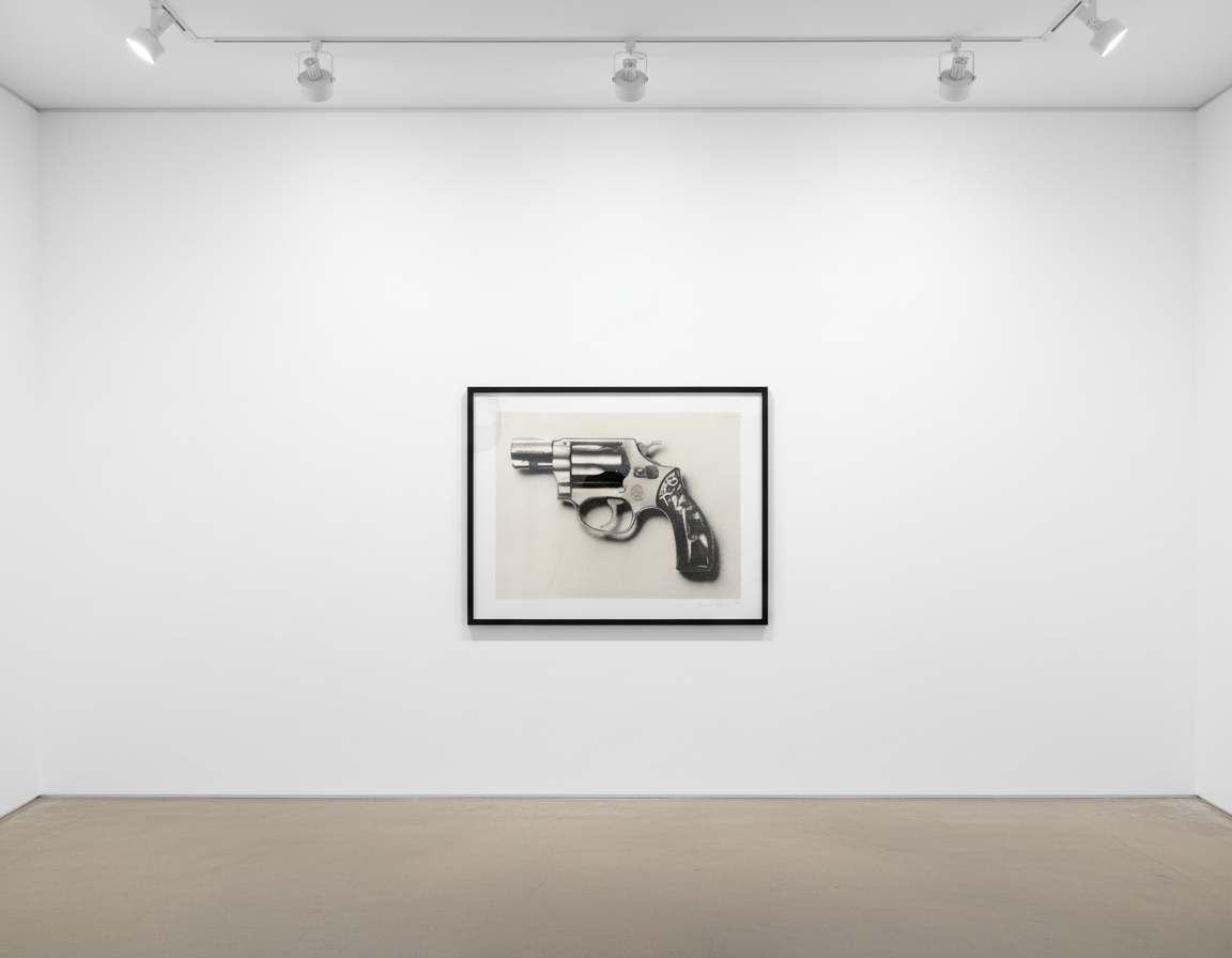 Russell Young - Elvis TCB Pistol, 2017, Enamel screen print with diamond dust