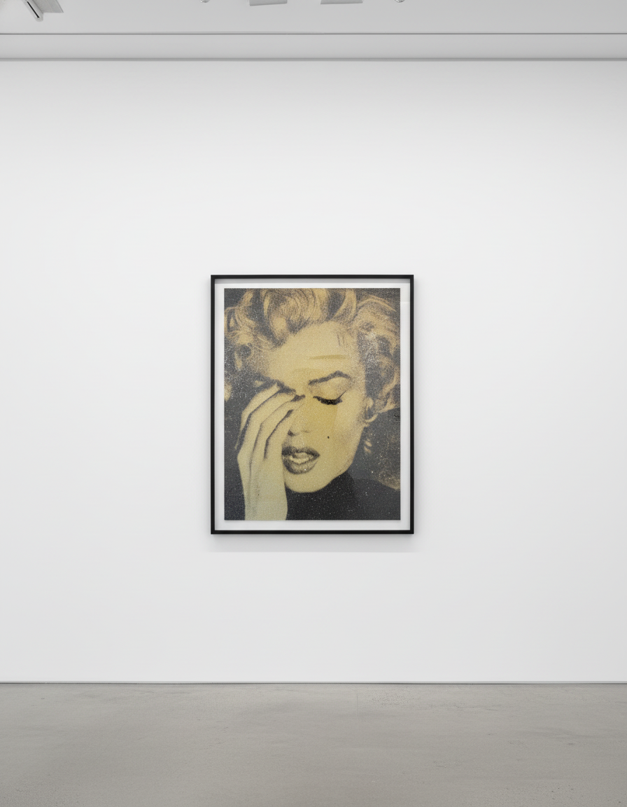 Russell Young - Marilyn Crying (Crash Gold), 2018, Acrylic, oil based ink diamond dust hand pulled screenprint