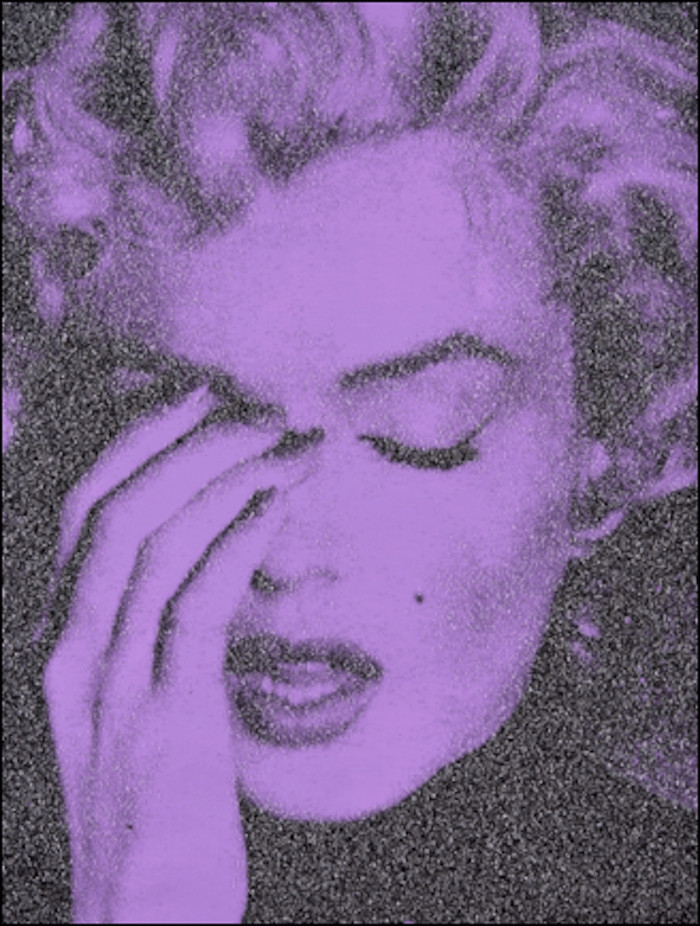 Russell Young - Marilyn Crying El Centro Purple, 2013, Acrylic paint enamel and diamond dust screen print on linen