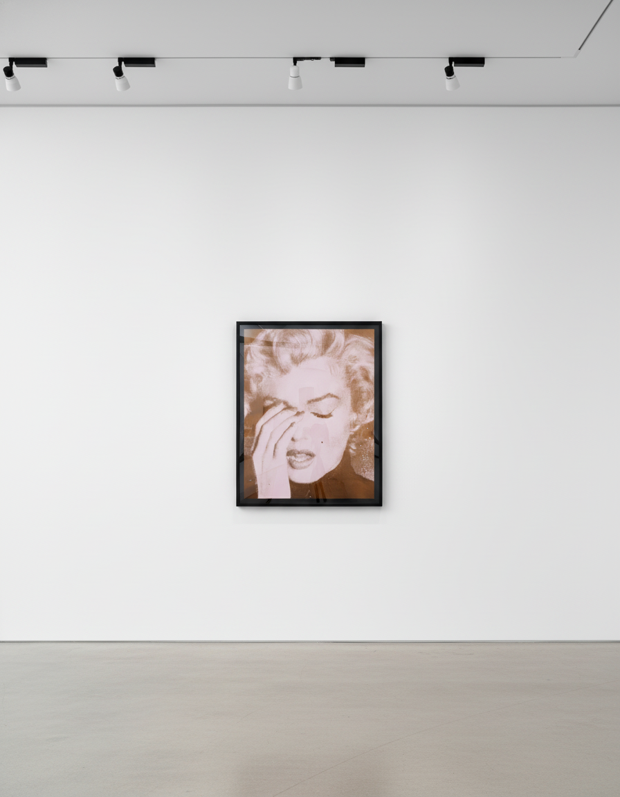 Russell Young - Marilyn Crying Pink and Liquid Gold, 2018, Acrylic paint,enamel and diamond dust screen print on linen in ...