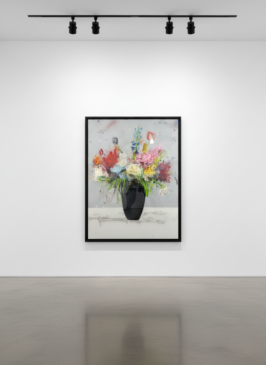 Sage Barnes - Bloom 17, 2022, Acrylic pastel spray paint and resin on canvas wrapped panel