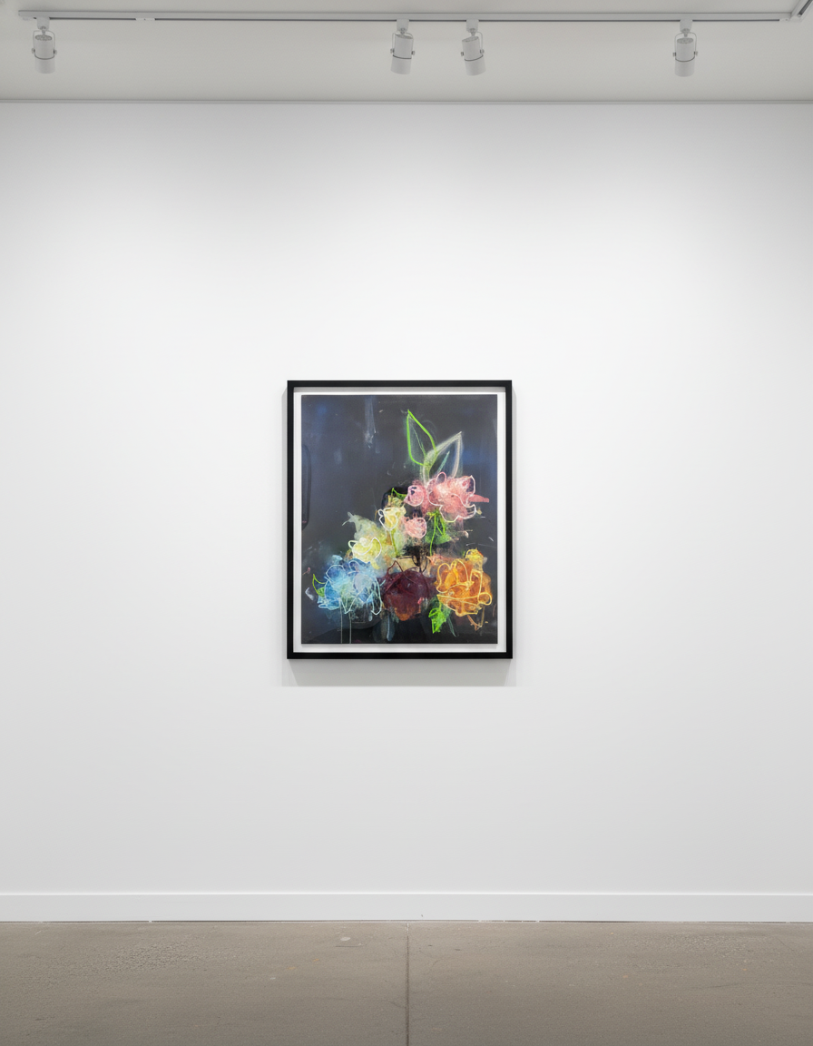 Sage Barnes - Bloom 4, 2022, Acrylic pastel spray paint and resin on canvas wrapped panel