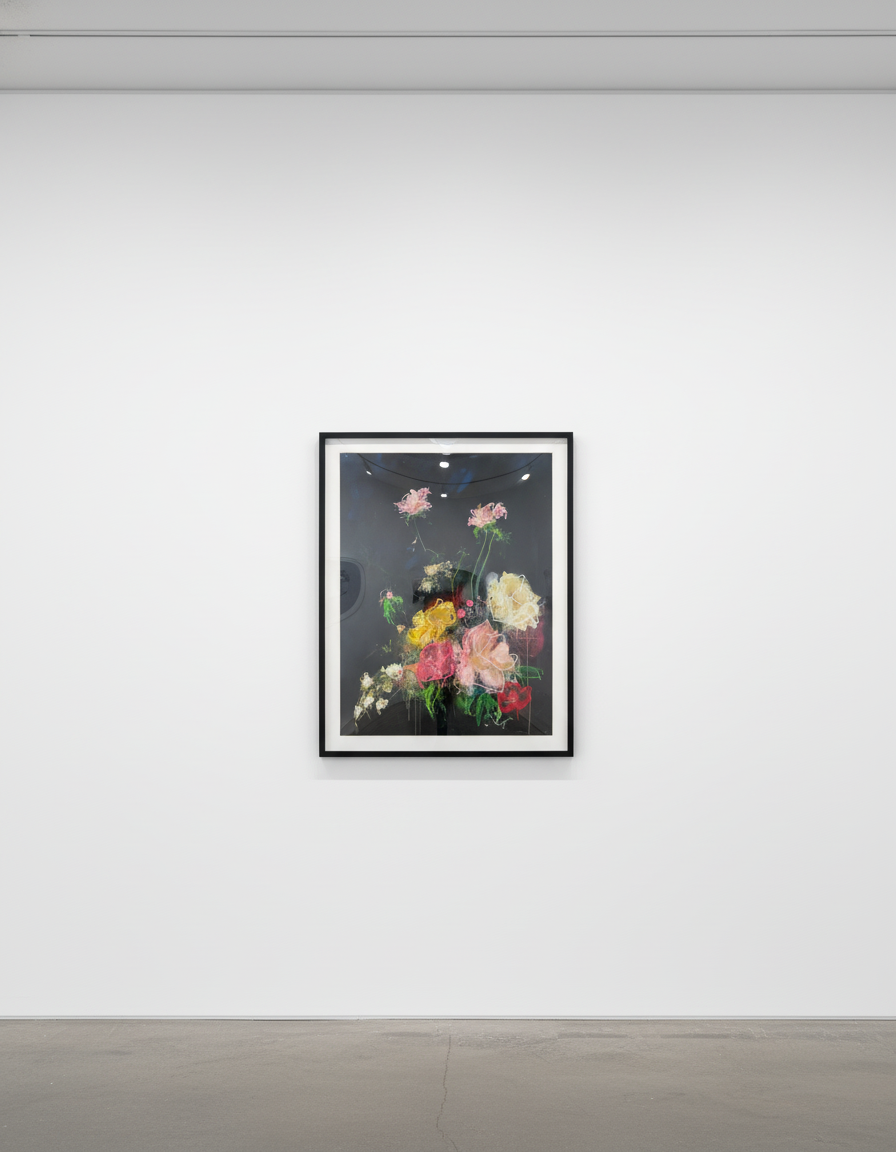 Sage Barnes - Bloom 7, 2022, Acrylic pastel spray paint and resin on canvas wrapped panel