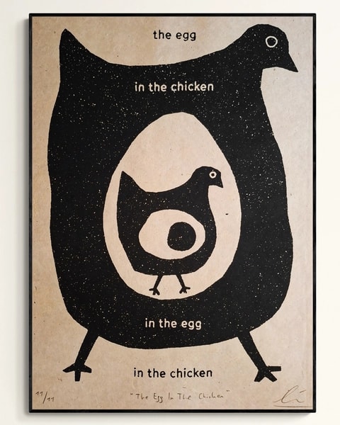 David Schmitt - The Egg In The Chicken , 2026, Printed on Handmade Lokta Paper