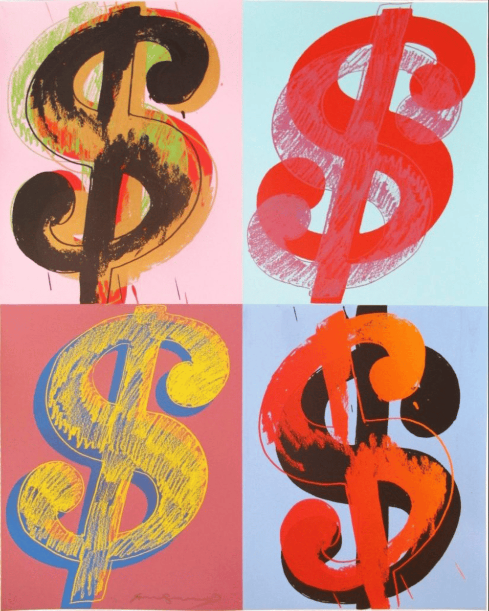 Andy Warhol - $ (Quadrant), II.283, 1982, Unique screenprint on Lenox Museum Board