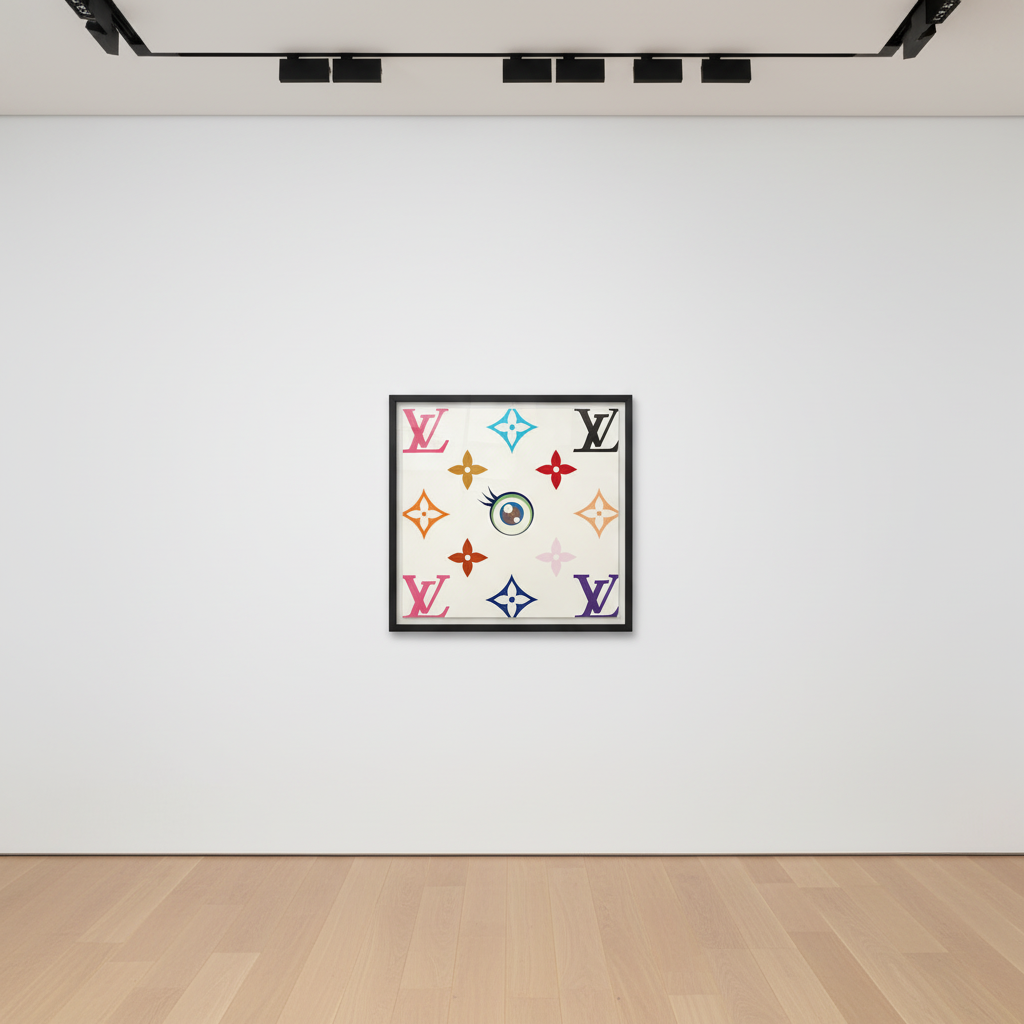 Takashi Murakami - I Love White Monogramme, 2003, Acrylic on canvas mounted to panel