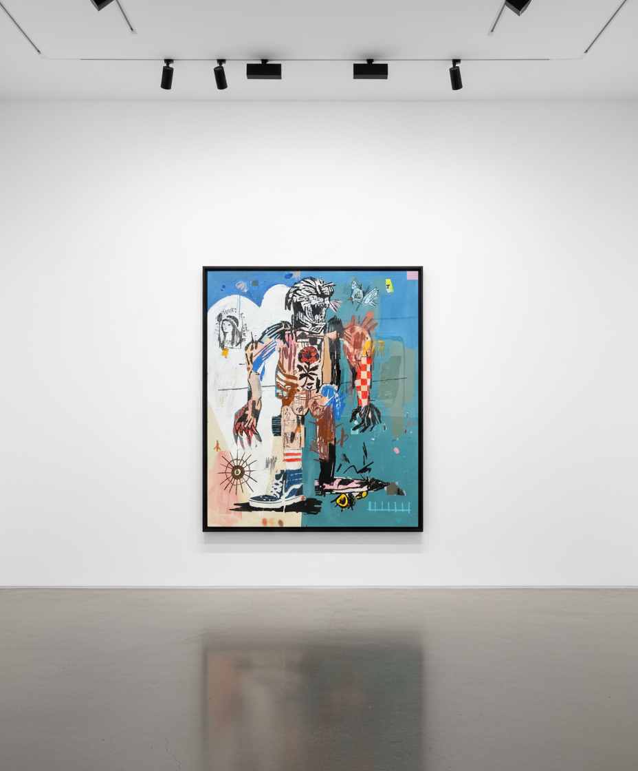 Terry Urban - Flowers in my Heart, Demons in my Head, 2025, Acrylic, oil, aerosol, and pastel on canvas