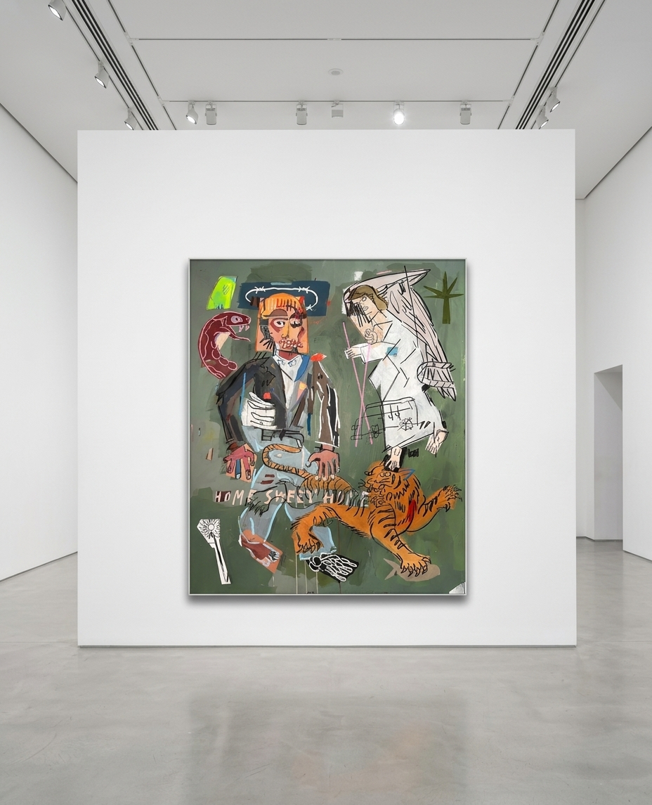Terry Urban - Home Sweet Home, 2026, Acrylic, Oil, Charcoal, Aerosol on Canvas