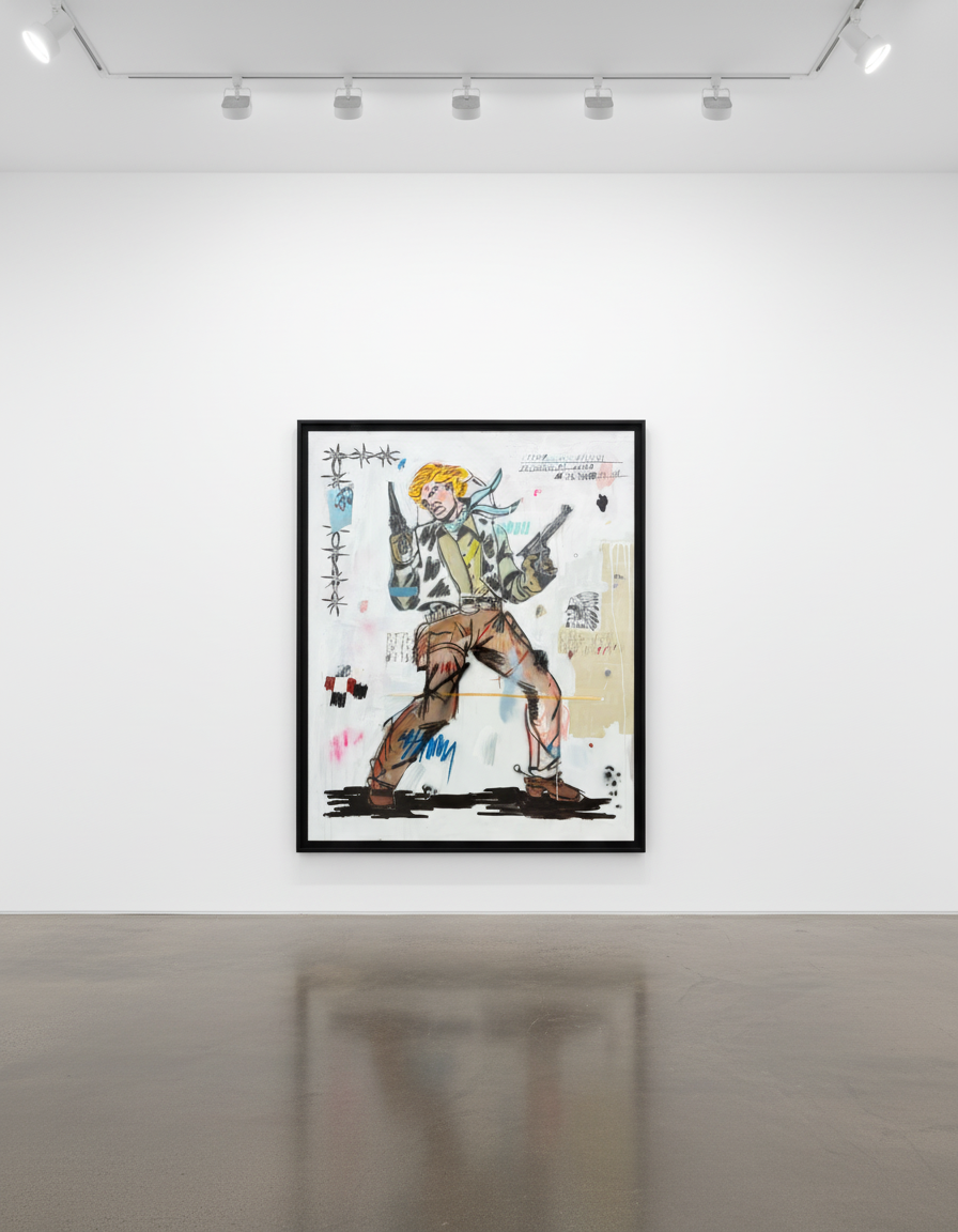 Terry Urban - Outlaw Blues, 2025, Acrylic, oil, pastel, ink, airbrush on canvas