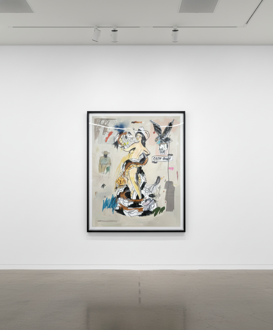 Terry Urban - Rattlesnake Lover, 2025, Acrylic, oil, pastel, ink on canvas