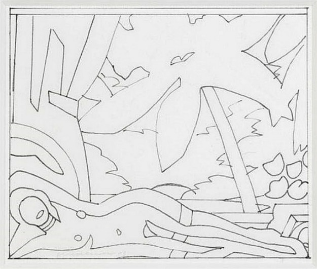 Tom Wesselmann - Sunset Nude With Big Palm Tree Study, 2003, Pencil on paper