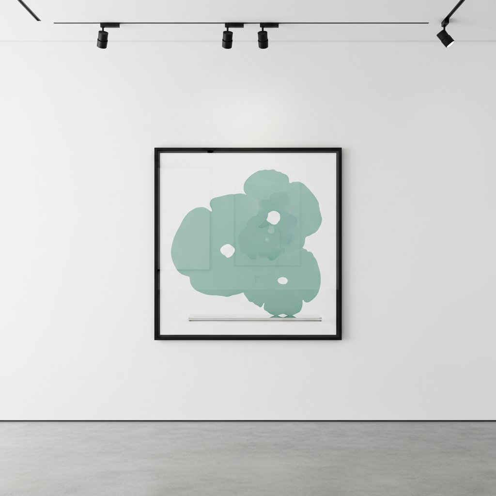 Donald Sultan - Aqua Poppies, 2021, Shaped aluminum with aqua powder coat on polished aluminum base