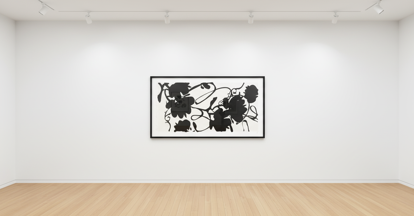 Donald Sultan - Lantern Flowers, Feb 19, 2013, 2013, Color screen print w/enamel inks and tar-like texture on 2-ply museum...