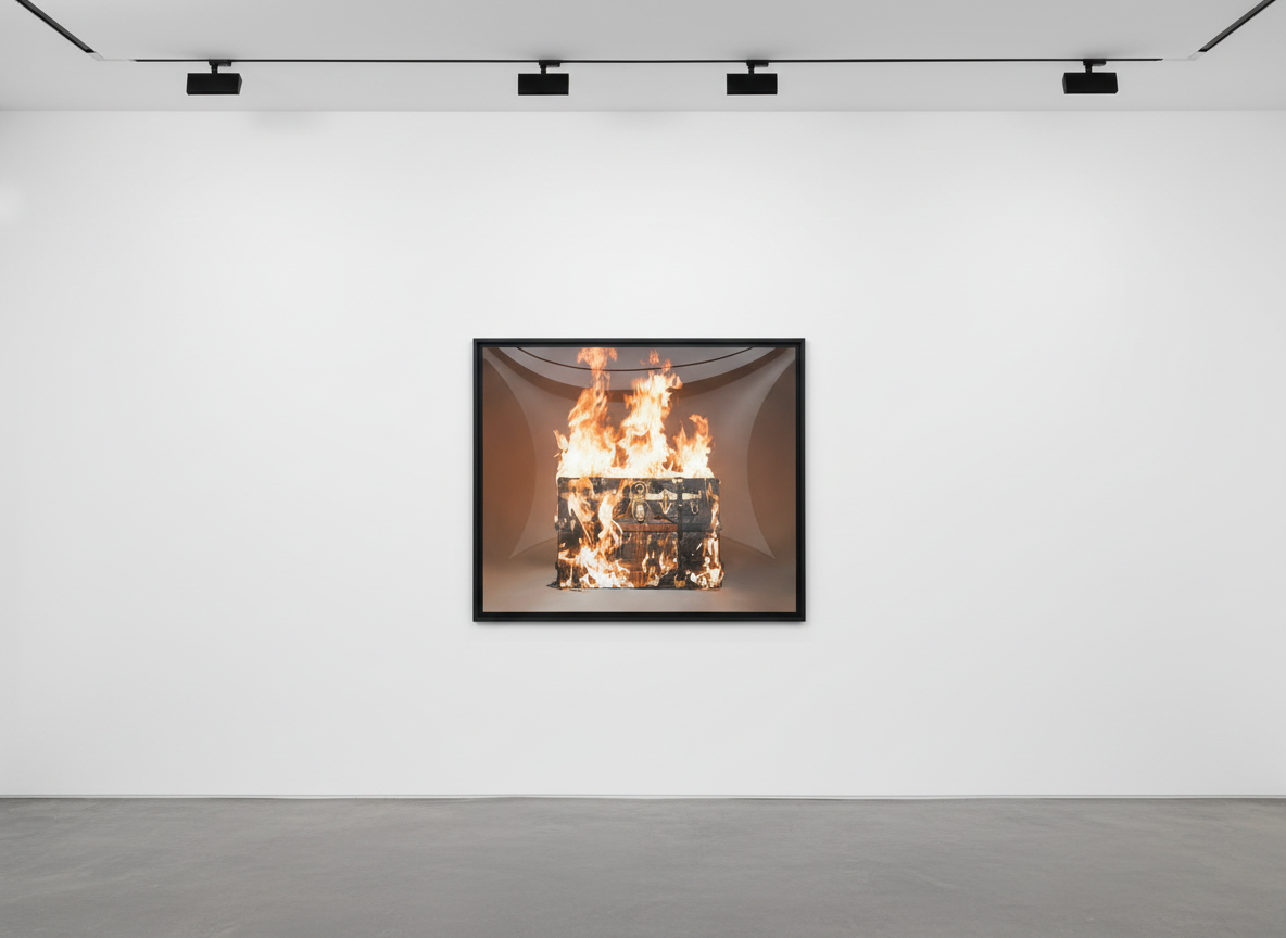 Tyler Shields - Louis Vuitton Trunk on Fire, 2016, Digital c print