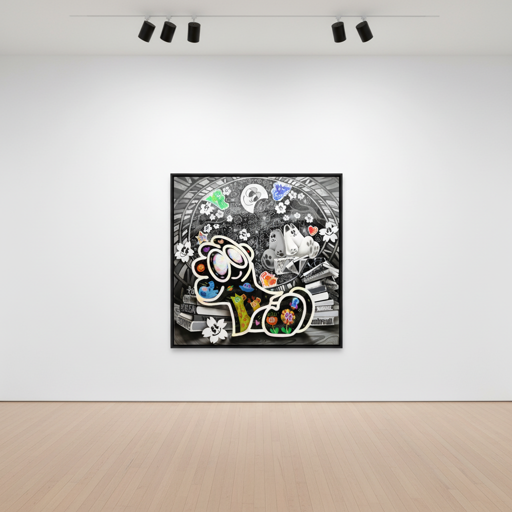 Yusuke Toda - Yum at Art Library, 2023, Acrylic and oil stick on canvas