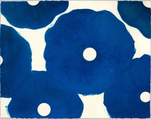 Donald Sultan - Six Poppies (blue)