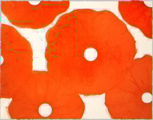 Donald Sultan - Six Poppies (red)