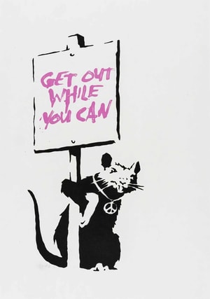 Banksy - Get Out While You Can (Pink) (Unsigned)