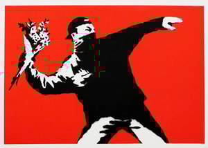 Banksy - Love is in the Air, Flower Thrower Unsigned