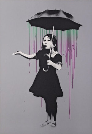 Banksy - NOLA Green and Purple Rain