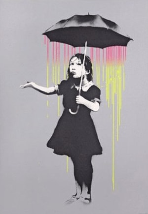 Banksy - NOLA Pink and Yellow Rain