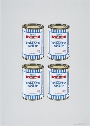 Banksy - Soup Cans Quad (Gold on Grey) (Signed)