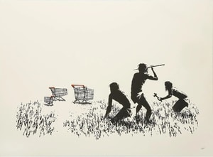 Banksy - Trolley Hunters (Black & White) (Unsigned)