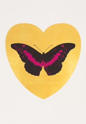 Damien Hirst - I Love You (Gold Leaf, Black, Fuschia)