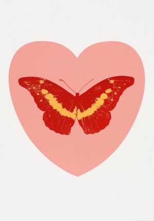 Damien Hirst - I Love You (Pink, Poppy Red, Cool Gold)