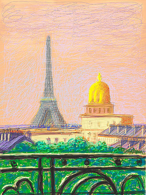 David Hockney - Eiffel Tower by Day