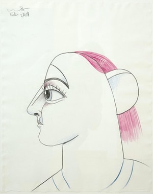 George Condo - Profile With Pink Hair