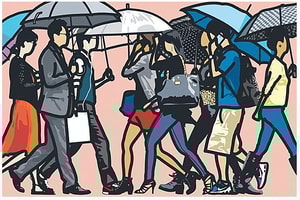 Julian Opie - Walking In The Rain, Seoul, from Walking In The Rain