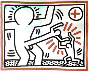 Keith Haring - Three Lithographs Untitled Cock Fight (Littmann PP . 39)