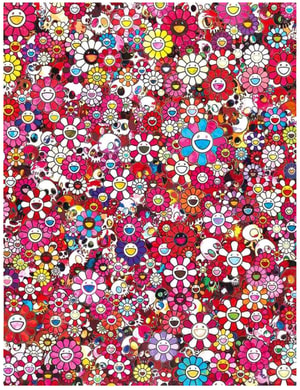Takashi Murakami - Skulls & Flowers Red